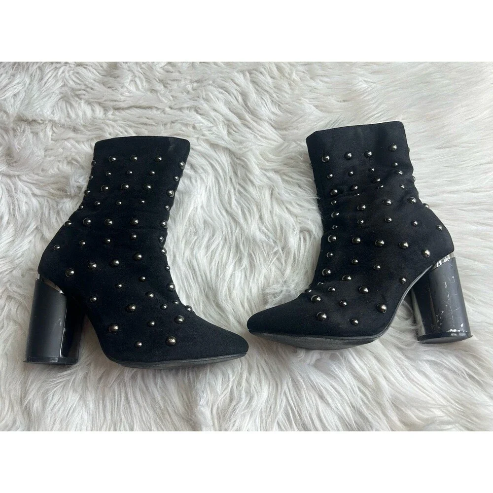 Cape Robbin Women's Size 8.5 Black Studded Heel Boots Booties Dark Academia